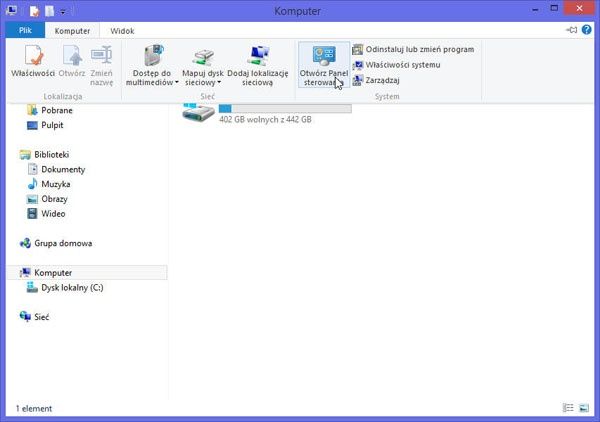 Wymiana dysku w Windows 8