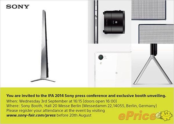 Sony Xperia Z3 smartfon IFA 2014 zaproszenie