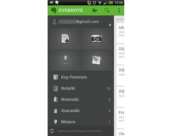 Evernote smartfon Android