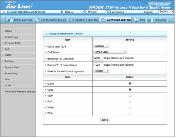 AirLive N450R 3T3R Wireless-N Dual Band Gigabit Router