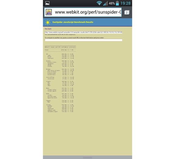 LG L9 - benchmark SunSpider