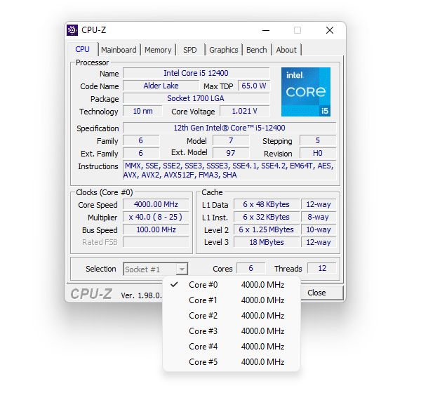 Intel Core i5-12400