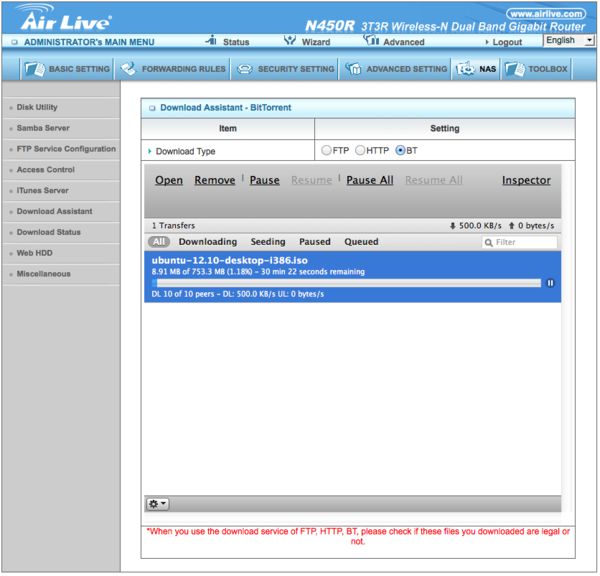 AirLive N450R 3T3R Wireless-N Dual Band Gigabit Router