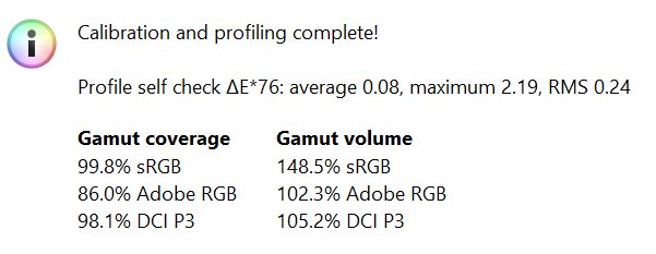 ASUS ROG Zephyrus G14 2022 - pokrycie gamutów
