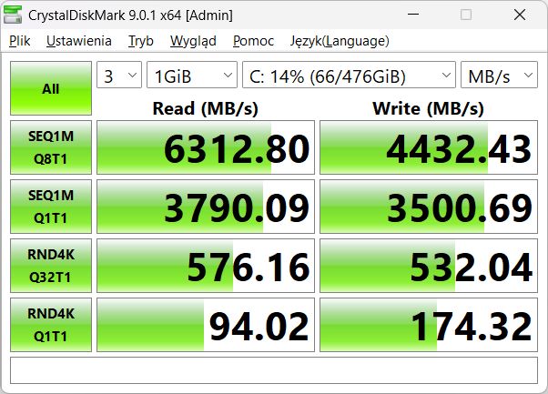 Crystal Disk Mark - WD 5005 512 GB