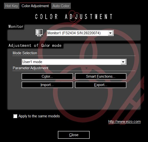 G-ignition – color adjustment menu
