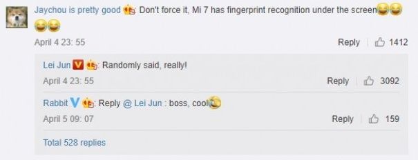 Xiaomi Mi 7 czytnik linii papilarnych