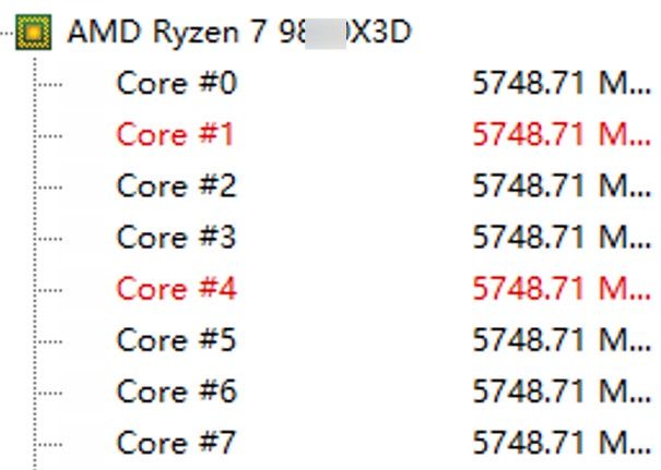 AMD Ryzen 7 9850X3D - zegary