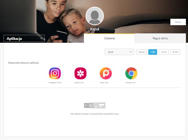 Widok zakładki Działania w sekcji Aplikacje - norton 360