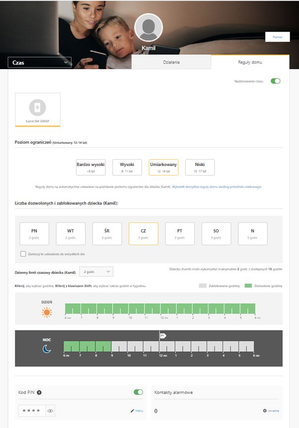 Widok na konfigurację reguł domu w sekcji Czas - norton 360