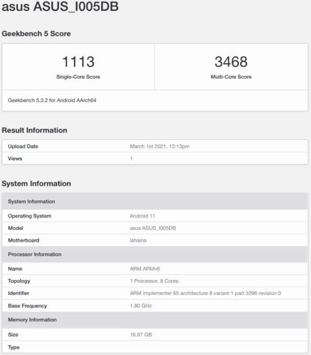 Asus ROG Phone 5 pamięć RAM