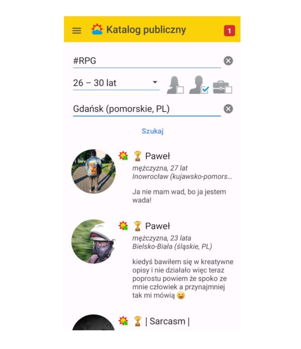 GG - tagi zainteresowań