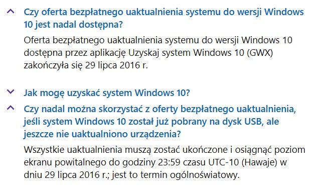 Darmowa aktualizacja do Windows 10 ze starszej wersji Windows