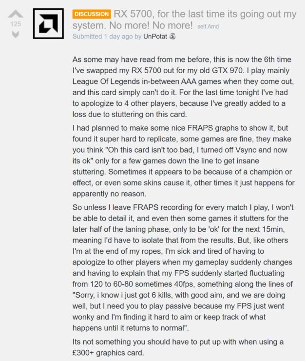 Reddit - problem ze sterownikami dla kart graficznych Radeon