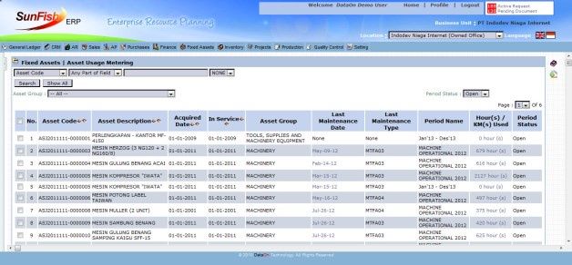 Przykład zarządzania środkami trwałymi w systemie ERP. [źródło: DataOn]