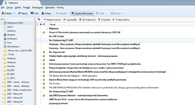 Thubderbird to obecnie jeden z najpopularniejszych tradycyjnych klientów pocztowych.