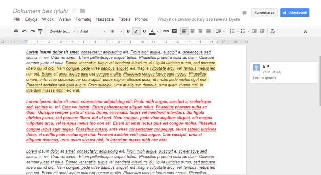 Dokumenty, arkusze i prezentacje tworzone w aplikacjach Google są automatycznie zapisywane na dysku internetowym w chmurze. Google Apps dla Firm umożliwia pracę wielu osób nad tym samym dokumentem.