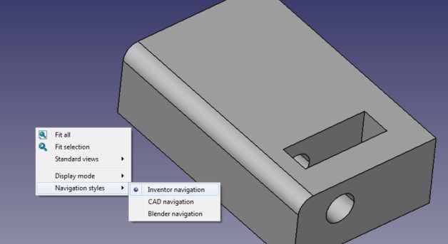 Najprostszy i najlepszy sposób na zmianę sposobu nawigowania w obszarze modelu 3D FreeCAD.