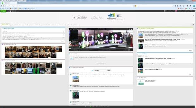 Przykładowy, dostępny publicznie dashboard (pulpit/konsola) Netvibes dotyczący targów CES.