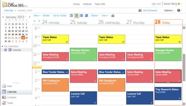 Office 365 – kalendarz w Office Web Apps. [źródło: Microsoft]