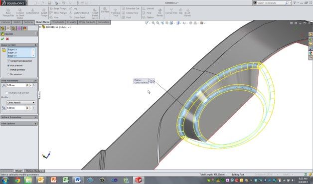 Conic Fillet Control pozwala na większą kontrola definiowanych kształtów. [źródło: SolidWorks]