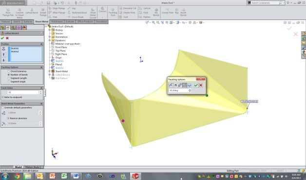 Zgięcie wyciągnięte po profilach tworzone jest przy użyciu nowego wyboru zgięcia – Lofted Bends. [źródło: SolidWorks]