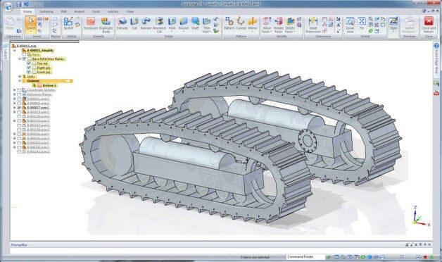 W programie Solid Edge ST6 zaimplementowano mechanizmy upraszczające projektowanie dużych złożeń. Upraszczanie jest szczególnie efektywne w wypadku złożeń liczących ponad milion części. [źródło: Siemens PLM Software]
