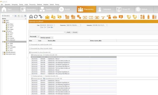 Przegląd operacji na dyskach wymiennych zarejestrowanych w programie uplook. źródło: Aplusc Systems