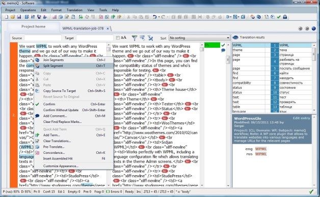 System memoQ firmy Kilgray Translation Technology pozwala nie tylko na tłumaczenie strony internetowej, ale również na jednoczesne zarządzanie wielojęzycznym kontentem, który może być automatycznie umieszczony na wielu narodowych stronach WWW. [źródło: WPML, Kilgray]