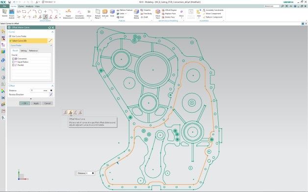 Offset Curve to jedno z narzędzi technologii synchronicznej 2D wprowadzone w pakiecie NX 9.0. [źródło: Siemens PLM Software]