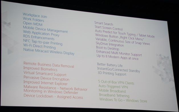 Slajd podsumowujący najważniejsze zmiany wprowadzone w Windows 8.1. [autor: Marcin Bieńkowski]