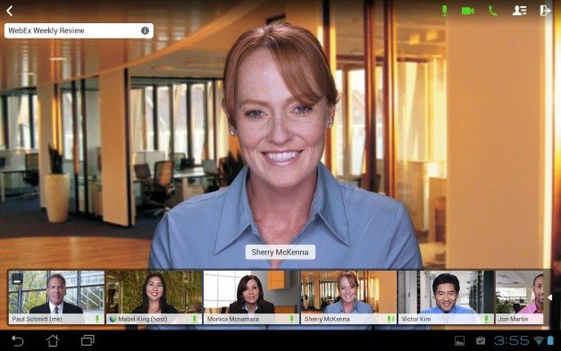 Z chmurowego systemu Cisco WebEx można również korzystać za pośrednictwem urządzeń mobilnych (Android).  [źródło: Cisco]