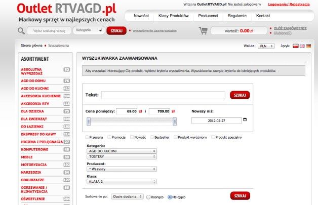 W branży RTV/AGD istotne jest zaimplementowanie funkcjonalności pozwalającej przeszukiwać bazę produktów z wykorzystaniem filtrów. [źródło: IAI S.A.]