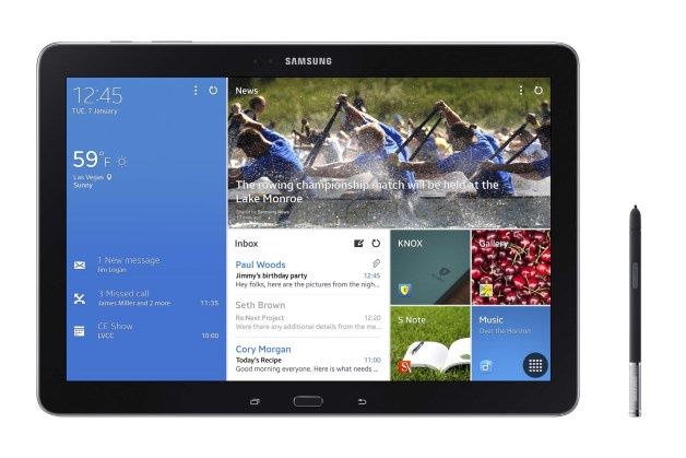 Samsung Galaxy NotePRO  to tablet w którym zastosowano system KNOX zwiększający bezpieczeństwo firmowych danych. [źródło: Samsung]