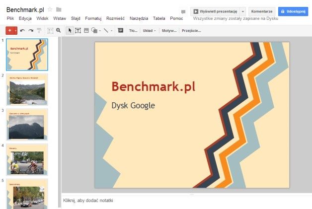Dokumenty tekstowe, arkusze i prezentacje tworzone w aplikacjach Google są automatycznie zapisywane na Dysku Google.
