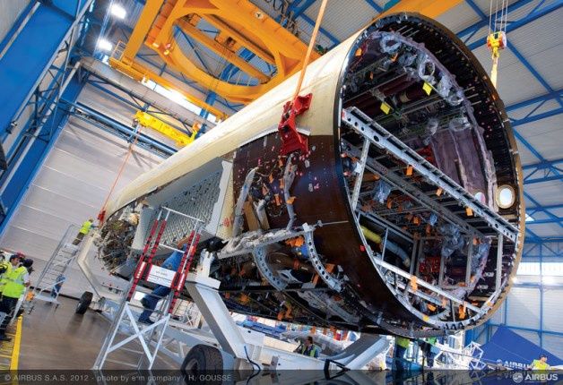 Montaż samolotu Airbus A350XWB [źródło: Airbus]