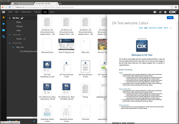 Przykładowa aplikacja z systemu OX App Suite. [źródło: www.ox.io]