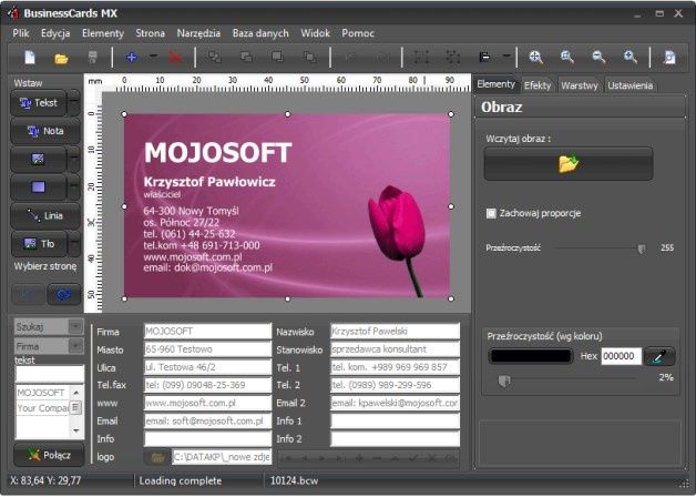 Przy projektowaniu wizytówek można posłużyć się programem BusinessCards MX