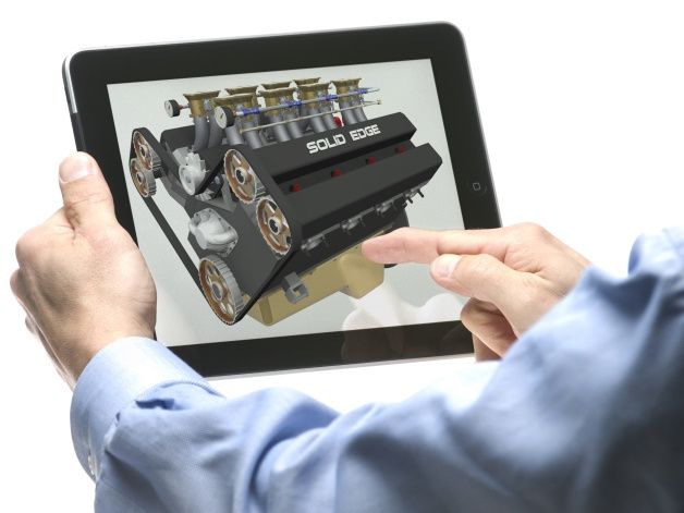 W „nagłych wypadkach” tablet można spokojnie wykorzystać do zdalnej pracy. Na zdjęciu wczytany model złożeniowy wykonany w środowisku Solid Edge. [źródło: Siemens PLM Software]