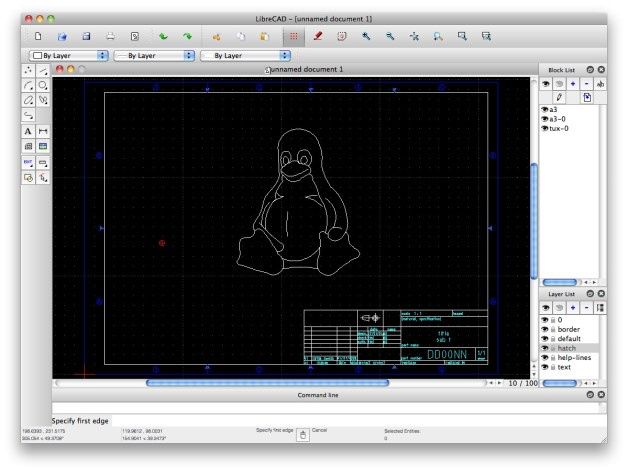 LibreCAD to rozprowadzany na zasadach Open Source w pełni funkcjonalne środowisko CAD 2D. [źródło: LibreCAD]