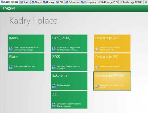 Moduł Kadr i Płace w systemie ERP enova. [źródło: Soneta]