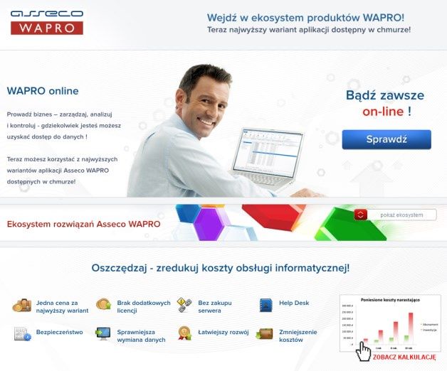 Usługi Asseco WAPRO Online dostępne w chmurze. [źródło: Asseco]