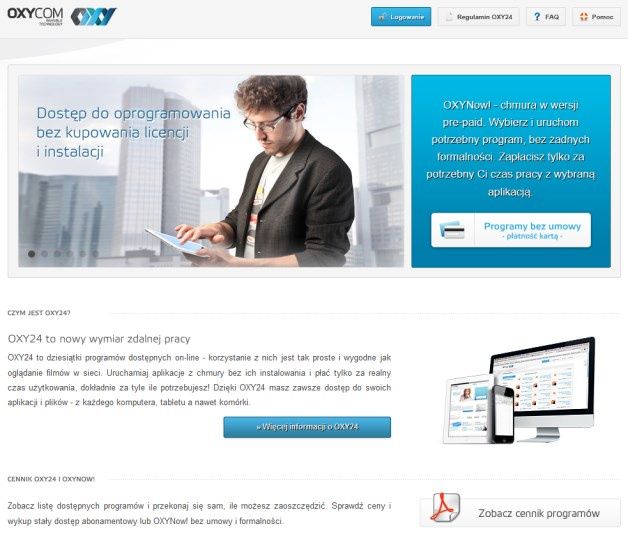 Programy firmy InsERT i Sage oferowane są także „w chmurze” przez firmę OXYCOM. Dostępne są one w modelu SaaS (Software są a Service) w wypożyczalni on-line OXY24. [źródło: www.oxy24.pl]