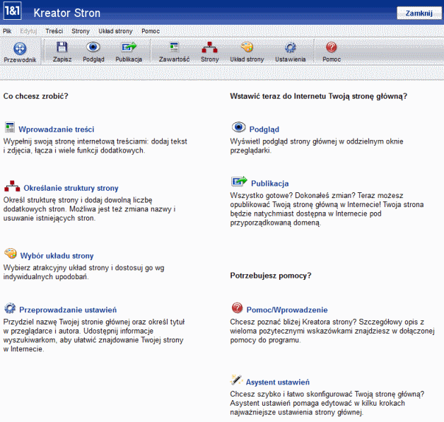 Kreator w systemie 1&amp;1 pozwala na indywidualne zaprojektowanie strony internetowej. [źródło: 1&amp;1]