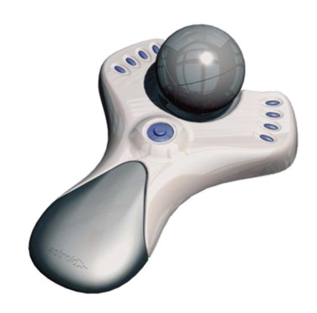 Astroid Spatial Freedom to manipulator 3D wywodzący się bezpośrednio z pierwszego manipulatora przeznaczonego dla programów CAD – SpaceBall 1003. [źródło: Spatial Freedom]
