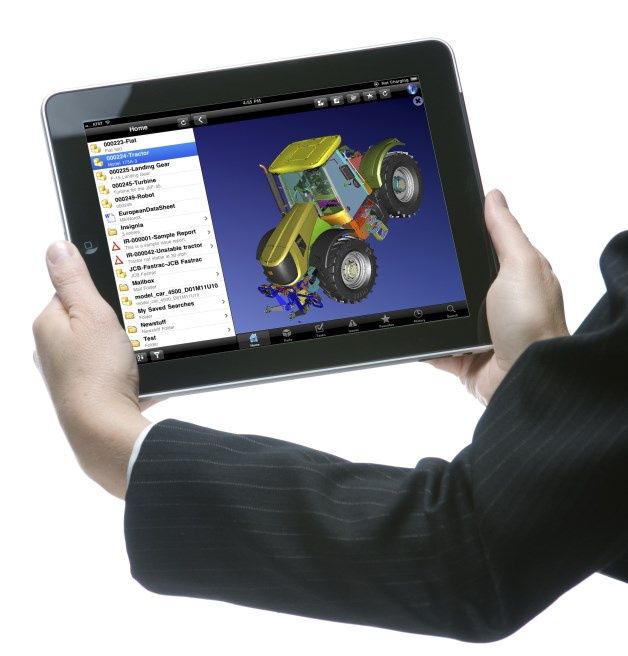 Aplikacja Teamcenter Mobility pozwala przeglądać powiązane ze sobą dokumenty, rysunki 2D i modele 3D bezpośrednio na iPadzie. Możliwe jest też tworzenie i akceptowanie  powiązań między poszczególnymi elementami projektu oraz rozdzielanie zadań między członków zespołu. [źródło: Siemens PLM Software]