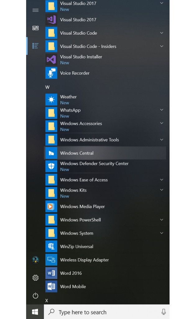 Windows 10 Start Fluent