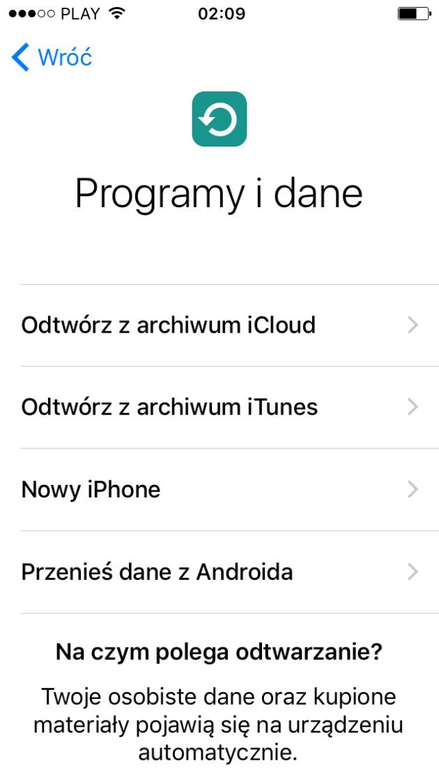 Programy i dane iphone