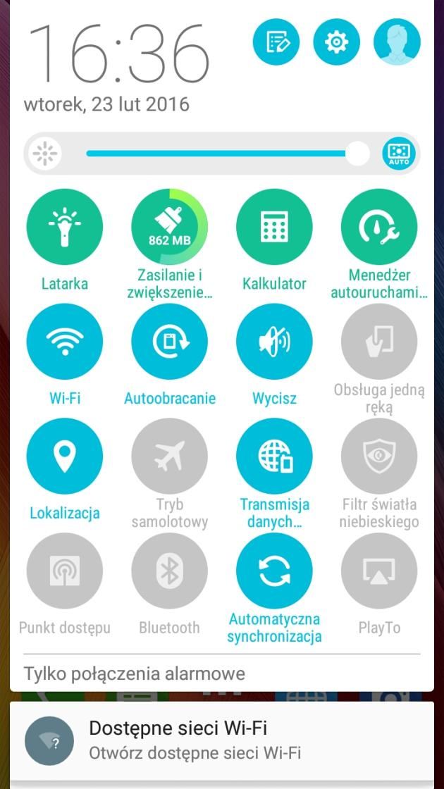asasus zenfone max panel ustawień