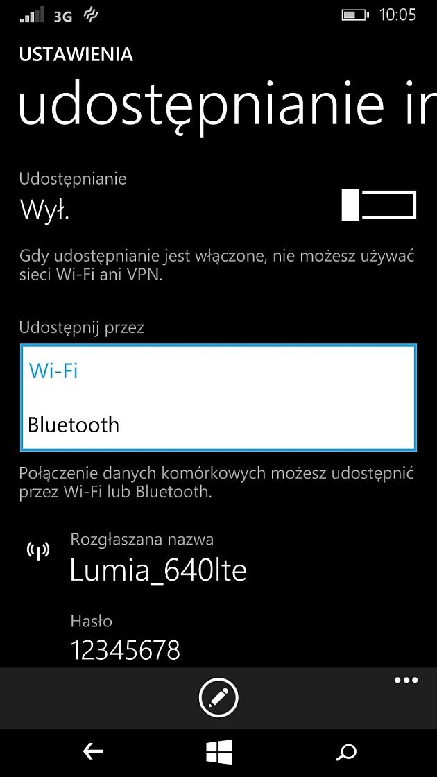udostępnianie internetu windows phone